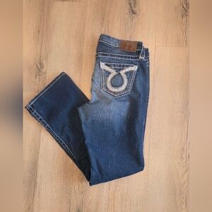 Big Star Maddie Boot Womens  28S (27.5) Dark Stretch Western Whiskering Lo Rise